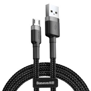 Dây sạc Micro USB Baseus Cafule 2.4A 0.5m (Xám Đen)